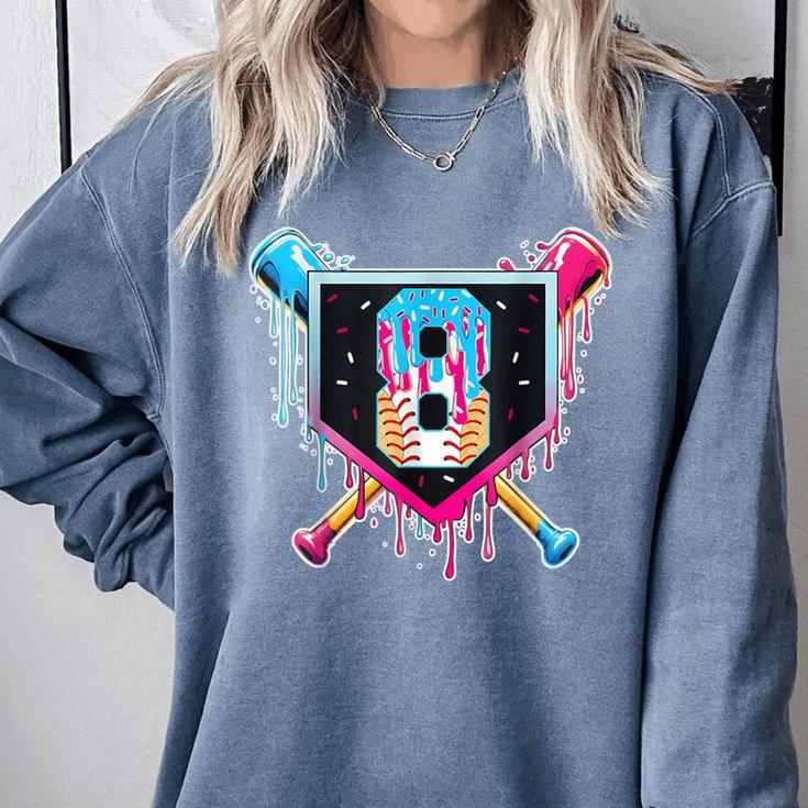 Baseball 8 Year Old Boy Ice Cream Drip 8th Birthday Player Comfort Colors Sweatshirt Baseball 8 Year Old Boy Ice Cream Drip 8th Birthday Player Comfort Colors Sweatshirt