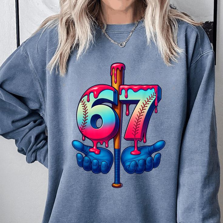 Baseball Bat Hands Drip 67 Six Seven Gen Alpha Slang Meme Comfort Colors Sweatshirt