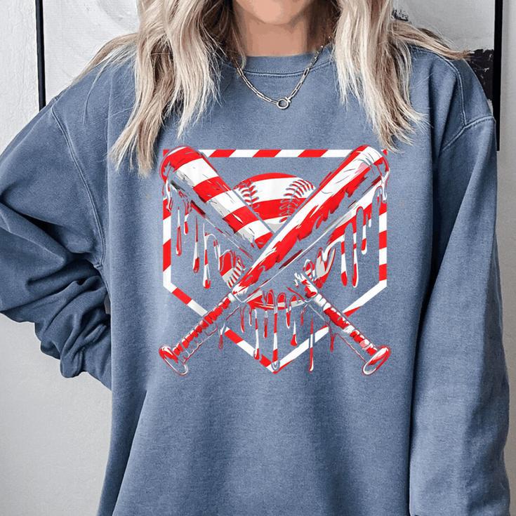 Baseball Candy Cane Christmas Baseball Ice Cream Drip Boys Comfort Colors Sweatshirt Baseball Candy Cane Christmas Baseball Ice Cream Drip Boys Comfort Colors Sweatshirt