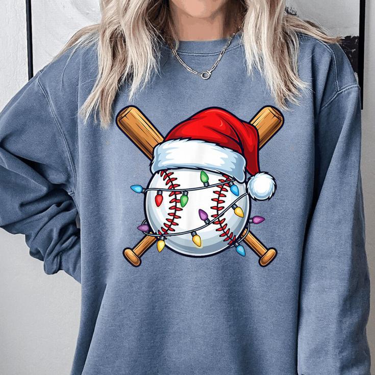 Baseball Christmas Lights Santa Christmas Baseball Player Comfort Colors Sweatshirt Baseball Christmas Lights Santa Christmas Baseball Player Comfort Colors Sweatshirt