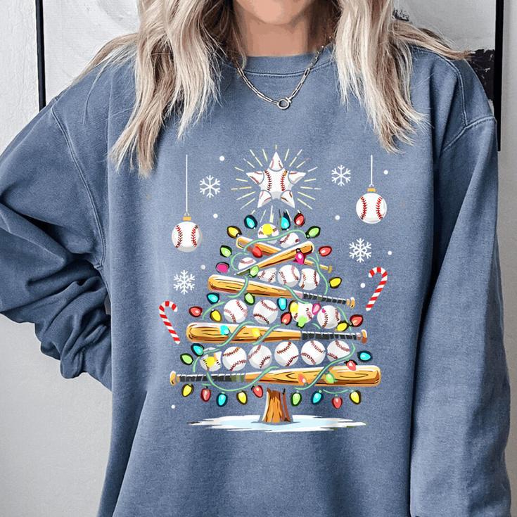 Baseball Christmas Tree Lights Comfort Colors Sweatshirt Baseball Christmas Tree Lights Comfort Colors Sweatshirt