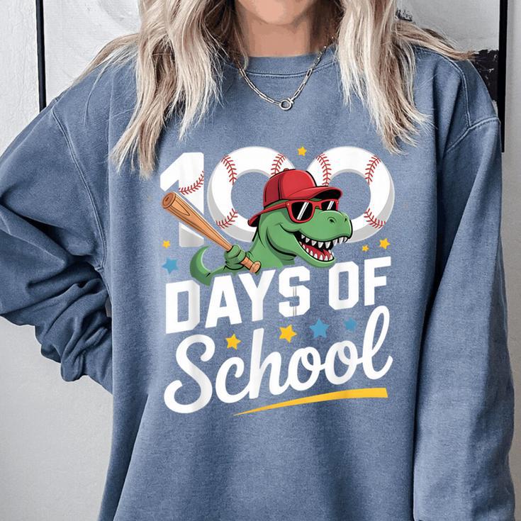 Baseball Dinosaur 100 Days Of School Kids Theme Comfort Colors Sweatshirt Baseball Dinosaur 100 Days Of School Kids Theme Comfort Colors Sweatshirt