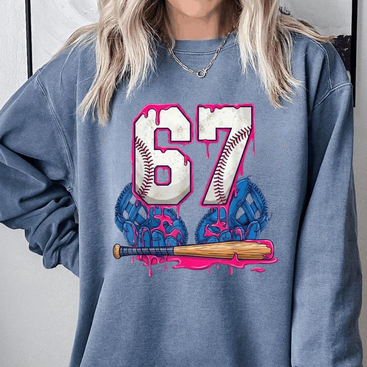Baseball Drip 67 Meme Six Seven 6-7 Gen Alpha Slang Comfort Colors Sweatshirt