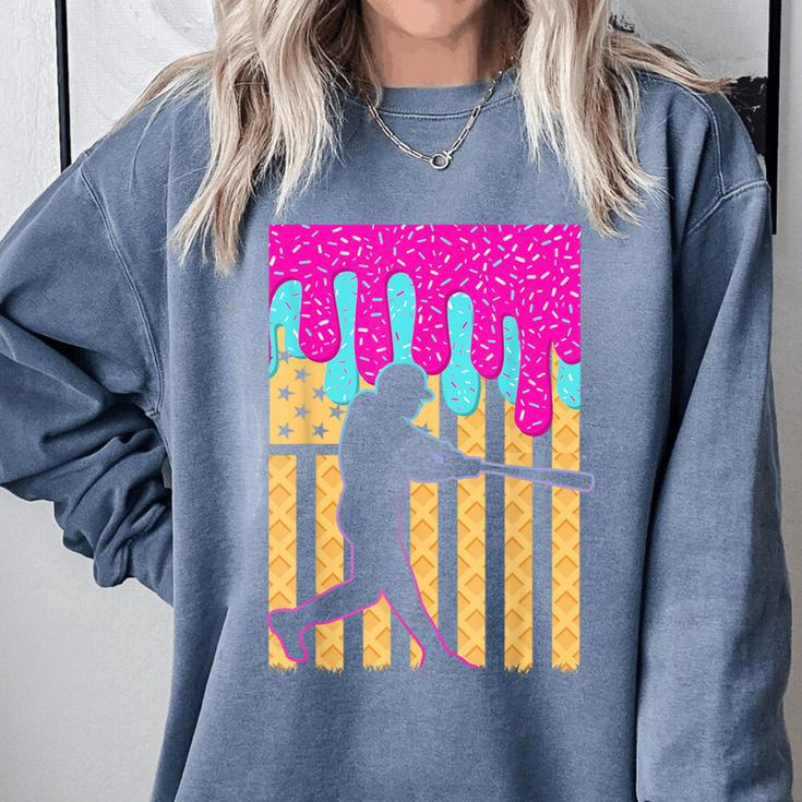 Baseball Drip Bat Boys Ice Cream American Flag 4th Of July Comfort Colors Sweatshirt Baseball Drip Bat Boys Ice Cream American Flag 4th Of July Comfort Colors Sweatshirt