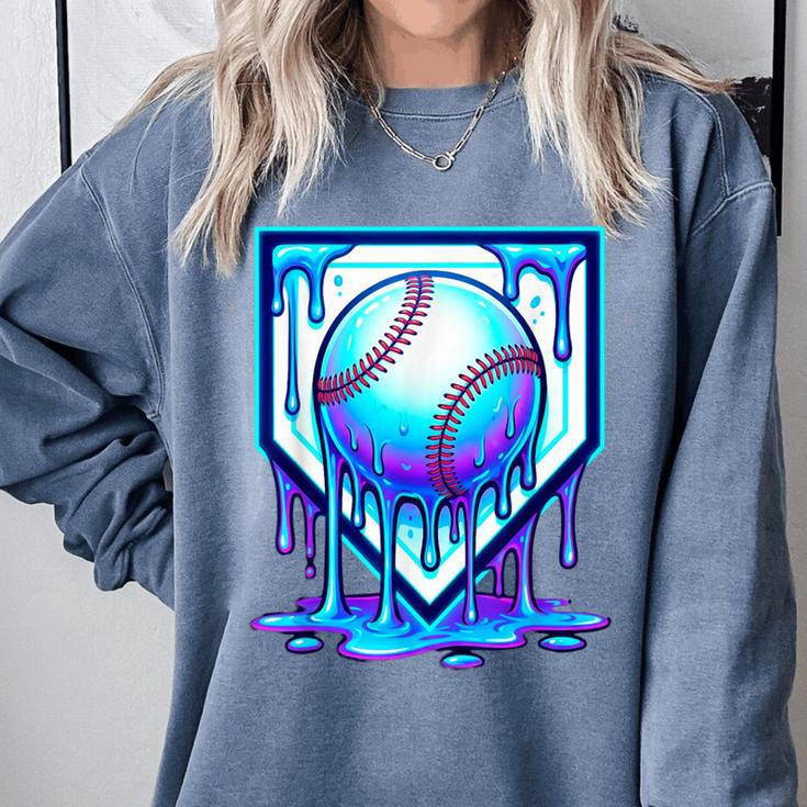 Baseball Drip Ice Cream Blue Glow Melt Ball Graphic Comfort Colors Sweatshirt Baseball Drip Ice Cream Blue Glow Melt Ball Graphic Comfort Colors Sweatshirt