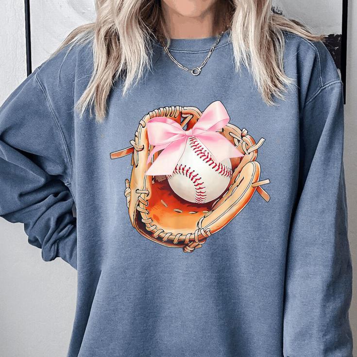 Baseball Drip Ice Cream Coquette Pink Bow Baseball Player Comfort Colors Sweatshirt