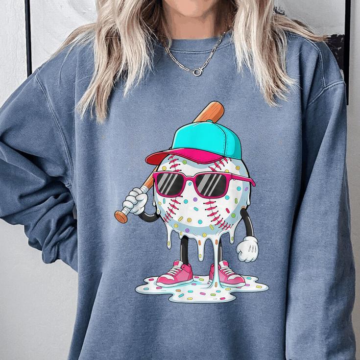 Baseball Drip Ice Cream Lifestyle Sprinkless Boy Kid Comfort Colors Sweatshirt