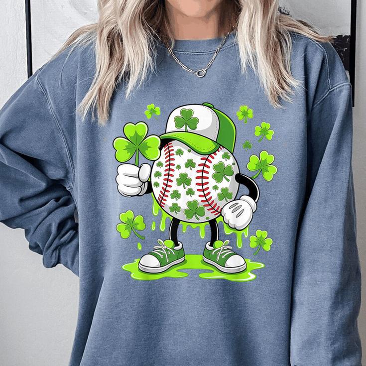Baseball Drip Ice Cream Shamrock Irish St Patricks Men Comfort Colors Sweatshirt