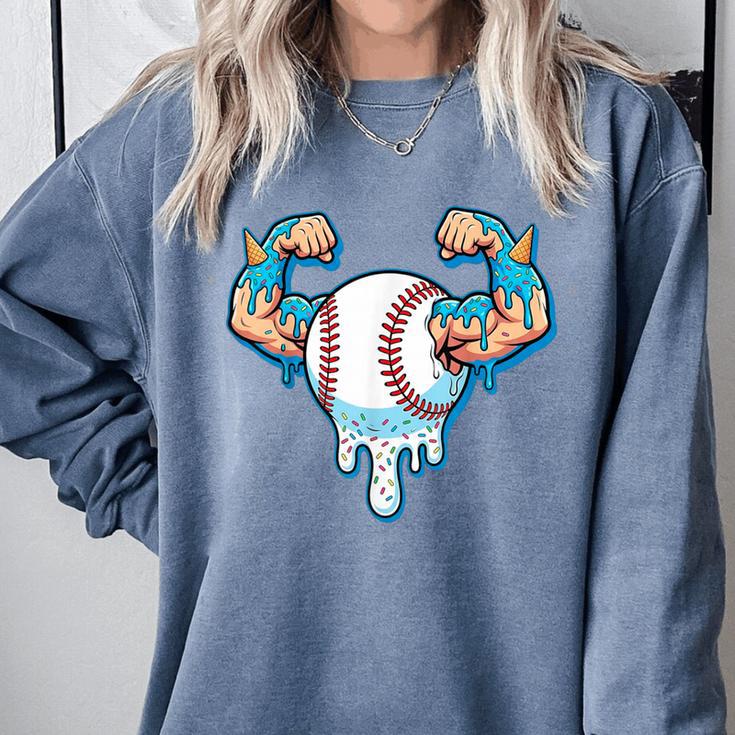 Baseball Drip Ice Cream Strong Character Comfort Colors Sweatshirt Baseball Drip Ice Cream Strong Character Comfort Colors Sweatshirt