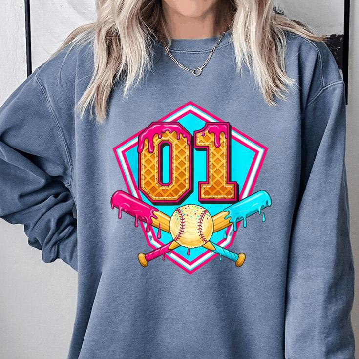 Baseball Drip Jersey Number 1 For Players & 1th Birthday Comfort Colors Sweatshirt