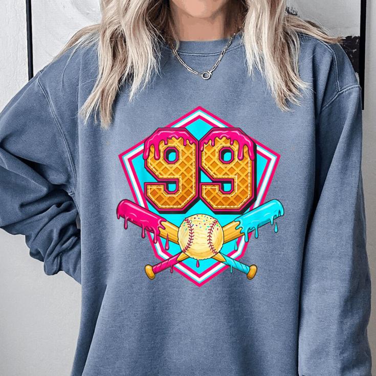 Baseball Drip Jersey Number 99 For Players & 99th Birthday Comfort Colors Sweatshirt