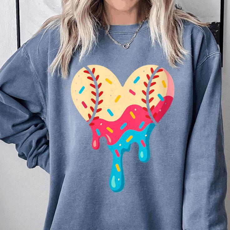 Baseball Drip Melting Ice Cream Baseball Heart Boys Girls Comfort Colors Sweatshirt Baseball Drip Melting Ice Cream Baseball Heart Boys Girls Comfort Colors Sweatshirt
