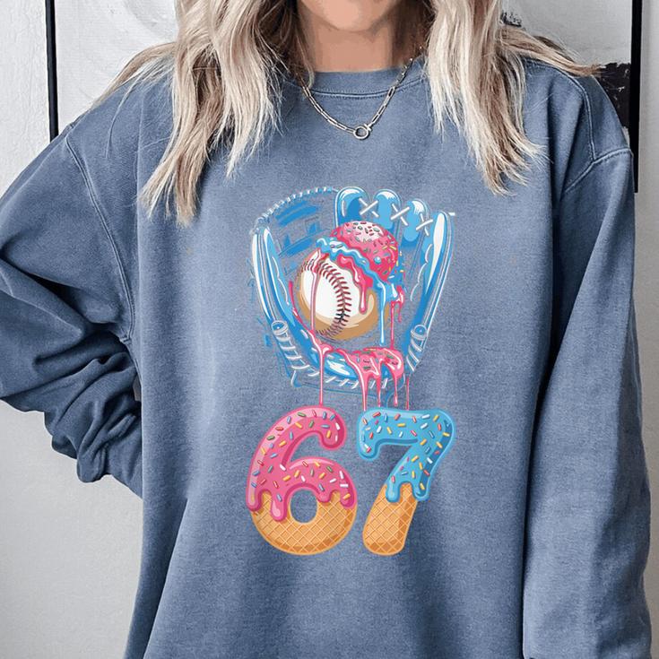 Baseball Drip Number 67 Player 67th Birthday Ice Cream 67 Comfort Colors Sweatshirt