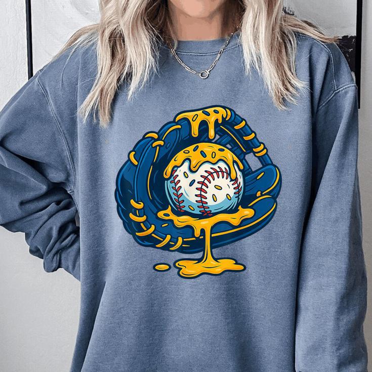 Baseball Drip Team For Boys Ice Cream Cool Comfort Colors Sweatshirt
