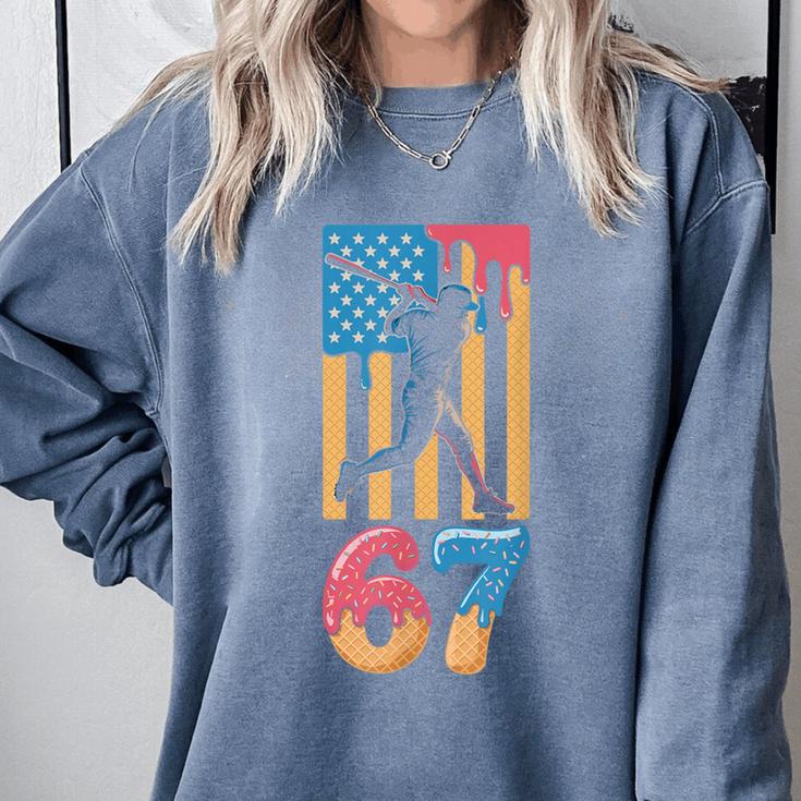 Baseball Drip USA Flag 67 Player 67th Birthday Ice Cream 67 Comfort Colors Sweatshirt Baseball Drip USA Flag 67 Player 67th Birthday Ice Cream 67 Comfort Colors Sweatshirt
