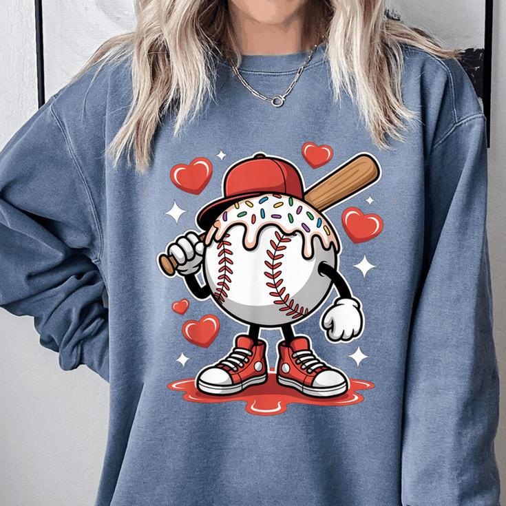 Baseball Drip Valentine Boys Women Men Hearts Sport Love Comfort Colors Sweatshirt Baseball Drip Valentine Boys Women Men Hearts Sport Love Comfort Colors Sweatshirt