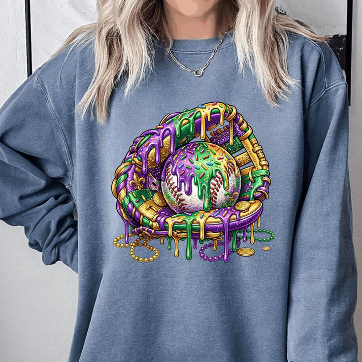Baseball Glove Ice Cream Mardi Gras Dripping Boys Youth Kids Comfort Colors Sweatshirt Baseball Glove Ice Cream Mardi Gras Dripping Boys Youth Kids Comfort Colors Sweatshirt