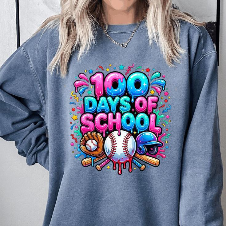 Baseball Ice Cream Drip 100 Days Of School Student Teacher Comfort Colors Sweatshirt