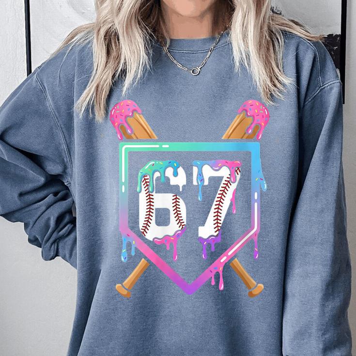 Baseball Ice Cream Drip 67 Player Dabbing Six Seven Boys Comfort Colors Sweatshirt Baseball Ice Cream Drip 67 Player Dabbing Six Seven Boys Comfort Colors Sweatshirt