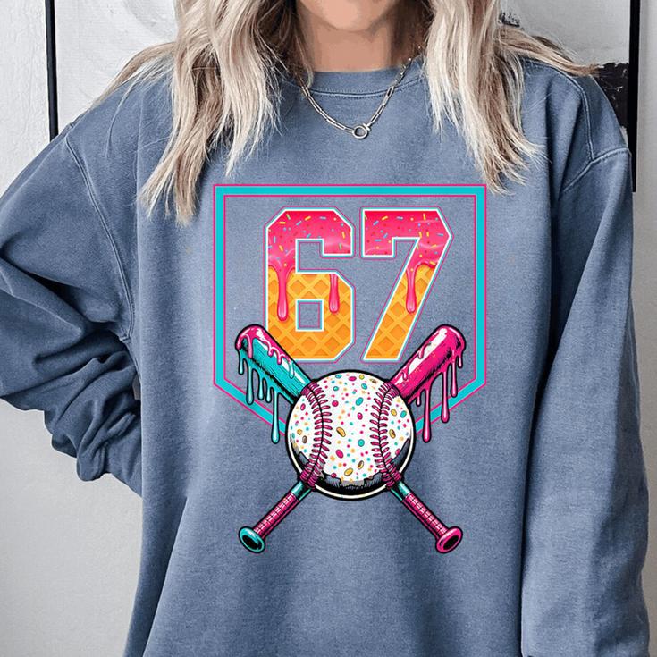 Baseball Ice Cream Drip Number 67 Player 67th Birthday Men Comfort Colors Sweatshirt Baseball Ice Cream Drip Number 67 Player 67th Birthday Men Comfort Colors Sweatshirt