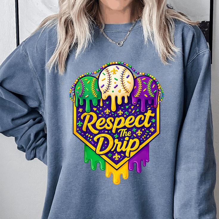 Baseball Ice Cream Respect The Drip Mardi Gras Carnival Boys Comfort Colors Sweatshirt Baseball Ice Cream Respect The Drip Mardi Gras Carnival Boys Comfort Colors Sweatshirt