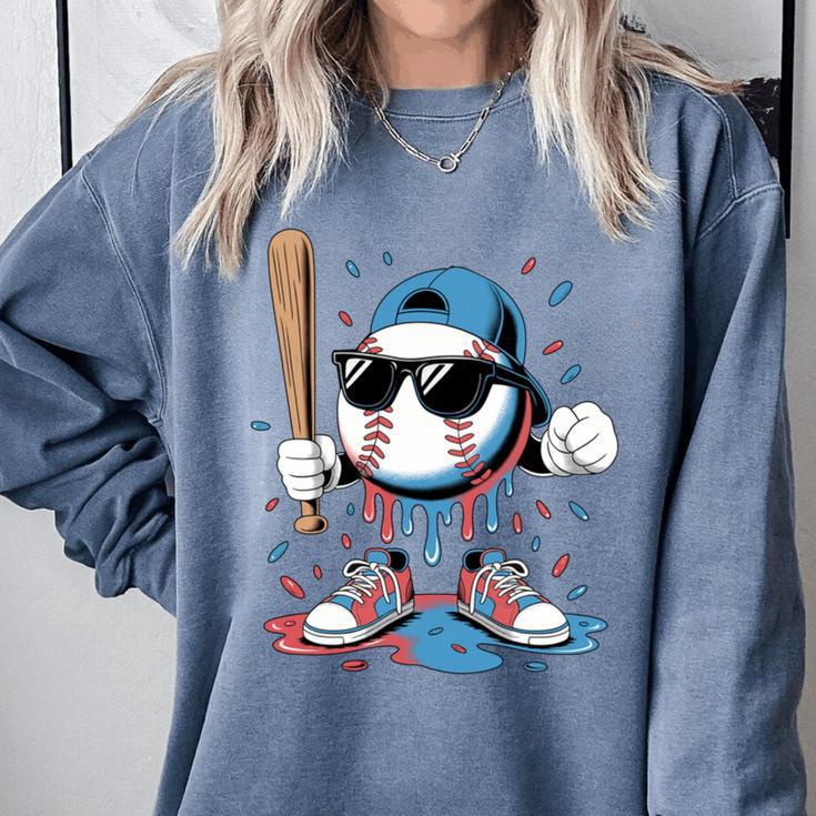 Baseball Lifestyle Apparel Youth Baseball Ice Cream Drip Comfort Colors Sweatshirt