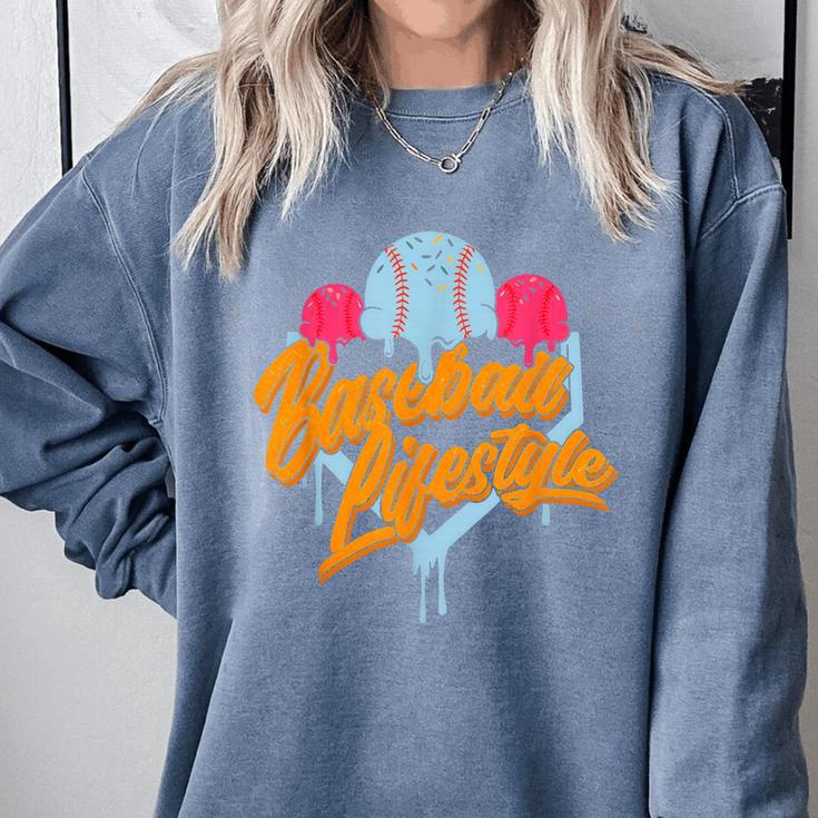 Baseball Lifestyle Home Plate Ice Cream Drip Men Boys Kids Comfort Colors Sweatshirt Baseball Lifestyle Home Plate Ice Cream Drip Men Boys Kids Comfort Colors Sweatshirt