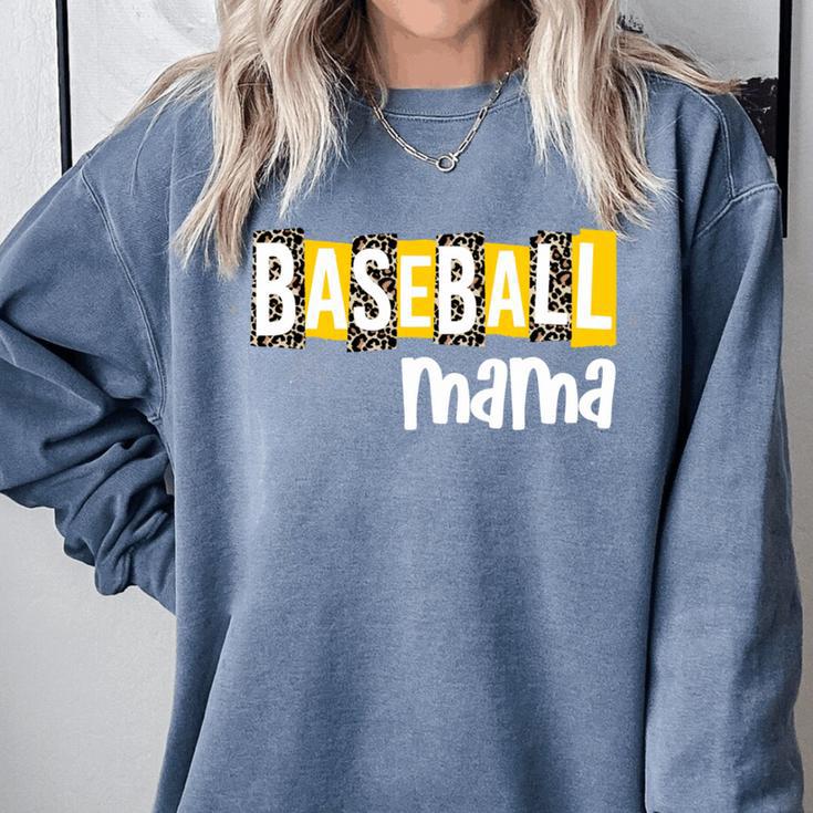 Baseball Mama Yellow Leopard Print Baseball Mom Gear Sports Comfort Colors Sweatshirt