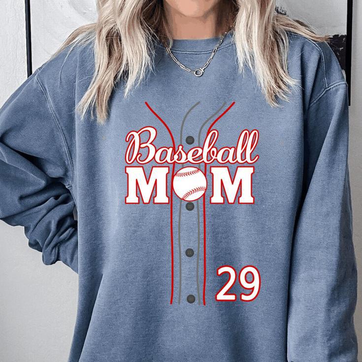Baseball Mom 29 Number 29 Jersey Team Numbered Jersey Comfort Colors Sweatshirt