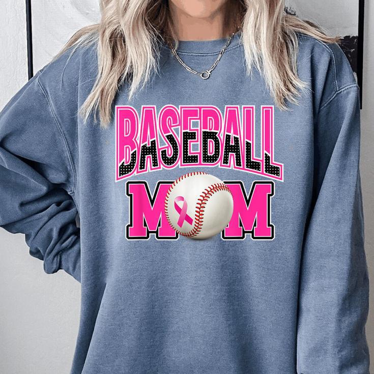 BASEBALL MOM BREAST CANCER RIBBON PINK SPORTS MOM Comfort Colors Sweatshirt
