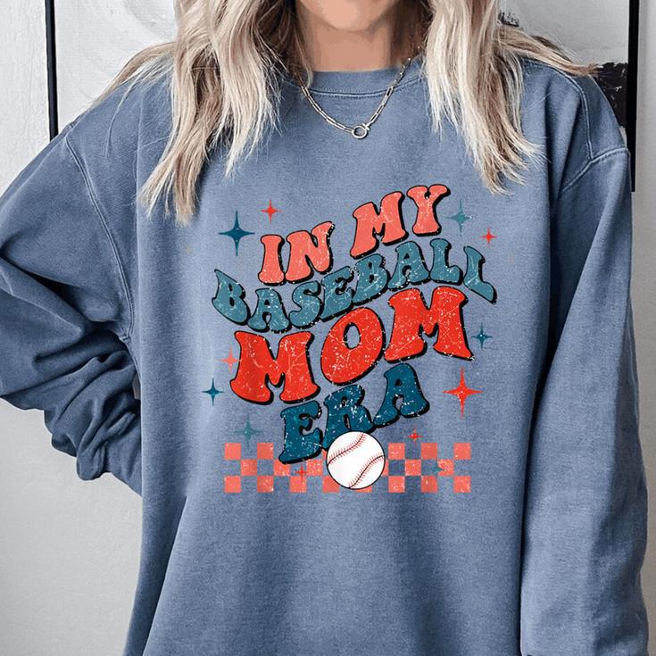 In My Baseball Mom Era Groovy Mom Baseball Mama Mother's Day Comfort Colors Sweatshirt