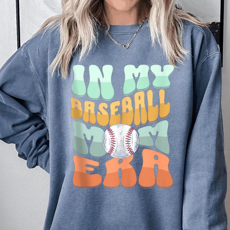 In My Baseball Mom Era Retro Groovy Style Sports Mama Comfort Colors Sweatshirt