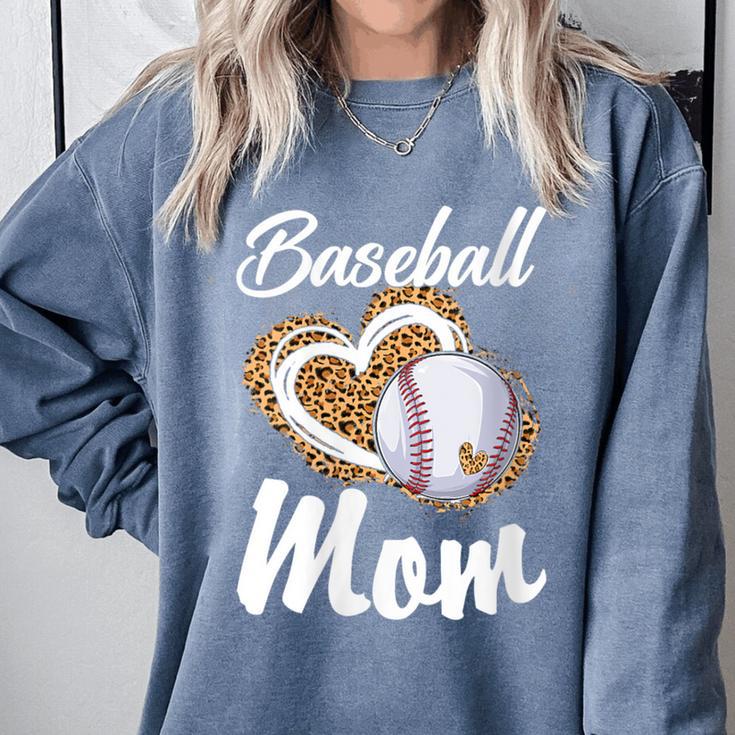 Baseball Mom Grandma Leopard Baseball Lover Fan Comfort Colors Sweatshirt