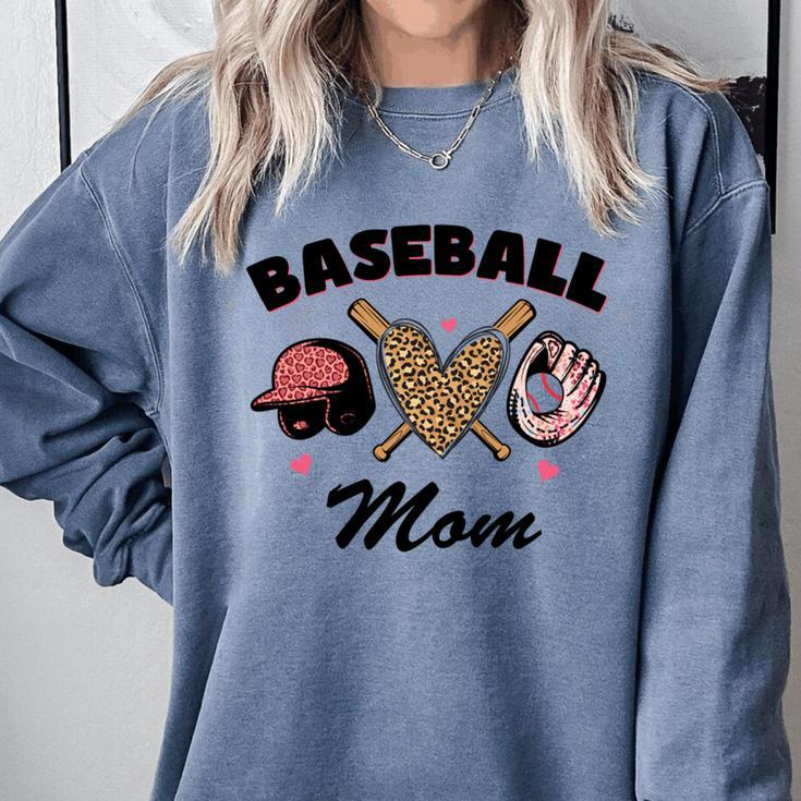 Baseball Mom Leopard Heart Game Day Love Mommy Comfort Colors Sweatshirt