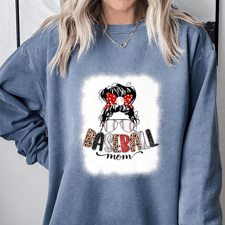 Baseball Mom Messy Bun Mommy Baseball Player Premium Comfort Colors Sweatshirt