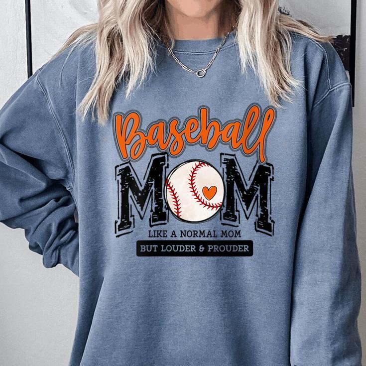 Baseball Mom Orange Varsity Baseball Mama Cute Mother's Day Comfort Colors Sweatshirt