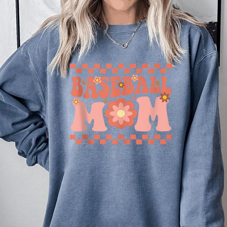Baseball Mom Baseball Player Mama Women Groovy Comfort Colors Sweatshirt