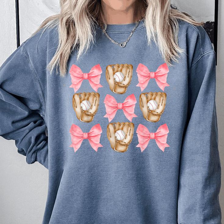 Baseball Mom Sister Tween Teen Girl Girly Pink Bow Preppy Comfort Colors Sweatshirt