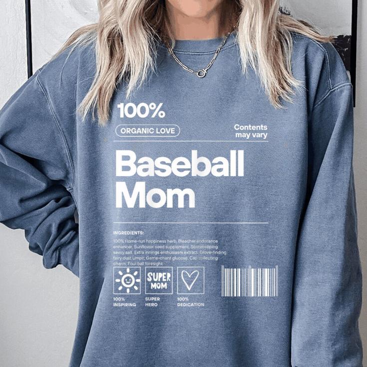 Baseball Mom Graphic Tees For Women Comfort Colors Sweatshirt