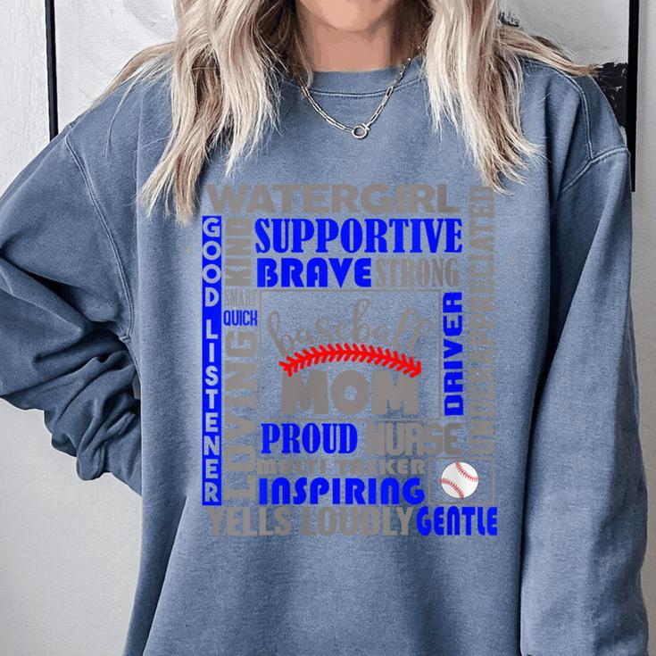 Baseball Mom Traits For Great Mothers Grey And Blue Comfort Colors Sweatshirt Baseball Mom Traits For Great Mothers Grey And Blue Comfort Colors Sweatshirt