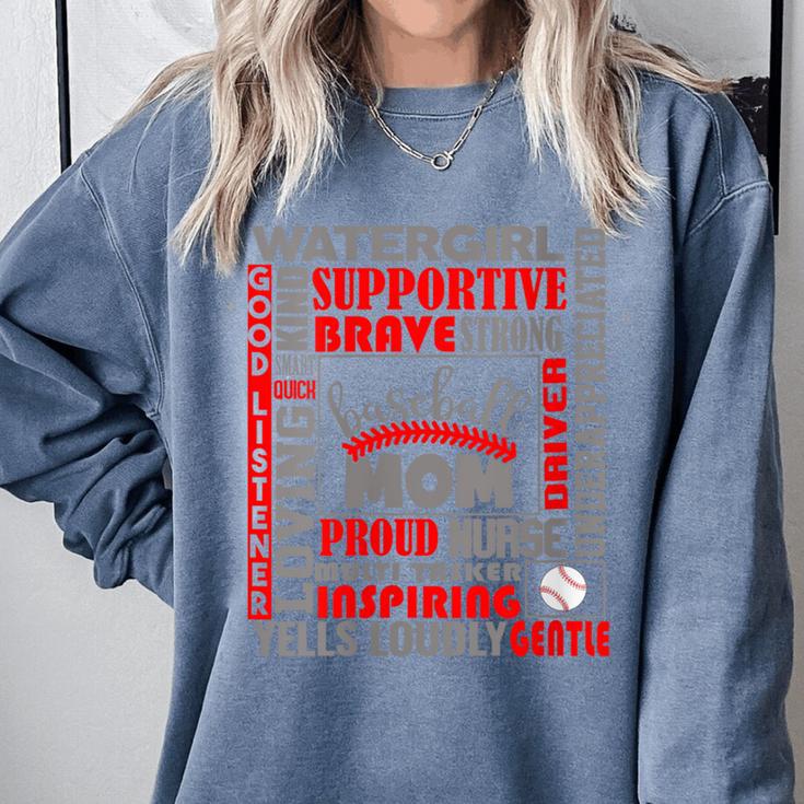 Baseball Mom Traits For Great Mothers Grey And Red Comfort Colors Sweatshirt Baseball Mom Traits For Great Mothers Grey And Red Comfort Colors Sweatshirt