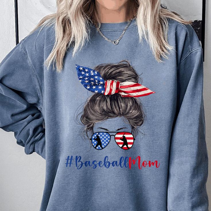 Baseball Mom USA American Flag 4th Of July Comfort Colors Sweatshirt Baseball Mom USA American Flag 4th Of July Comfort Colors Sweatshirt