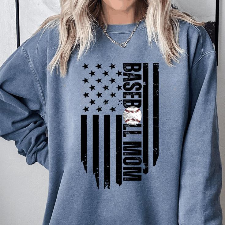 Baseball Mom USA Flag Baseball Mama Day Vibes Mama Comfort Colors Sweatshirt