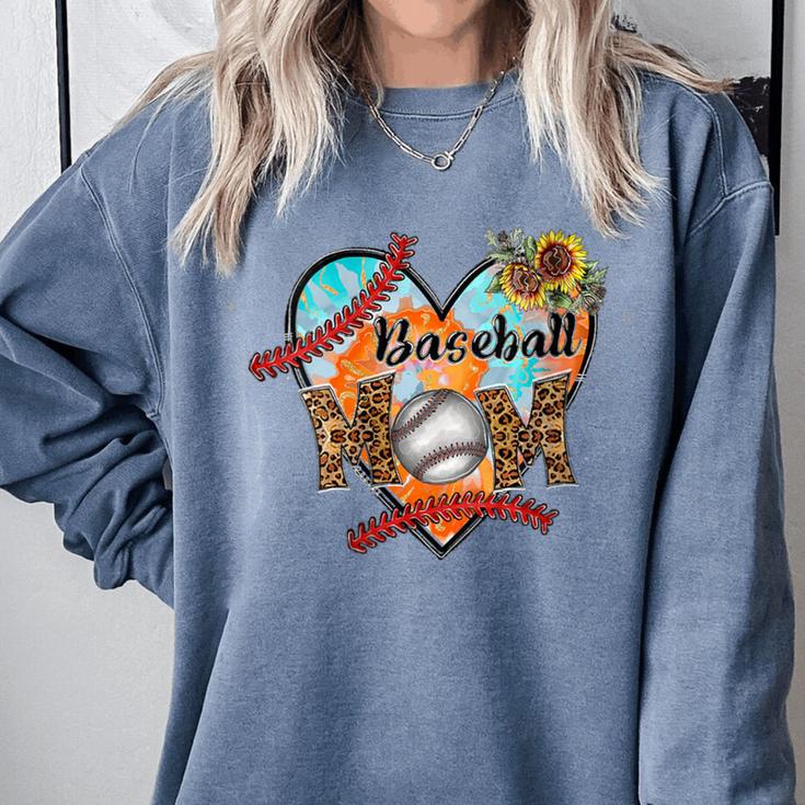 Baseball Mom Valentine Leopard Heart Softball Mother's Day Comfort Colors Sweatshirt