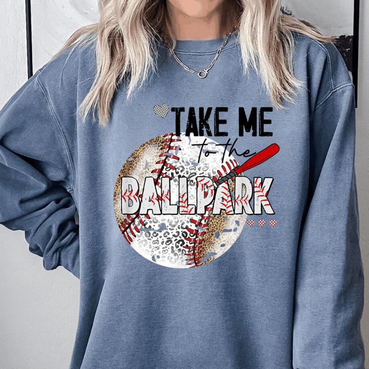 Baseball Moms Cute Take Me To The Ballpark Sports Athletic Comfort Colors Sweatshirt