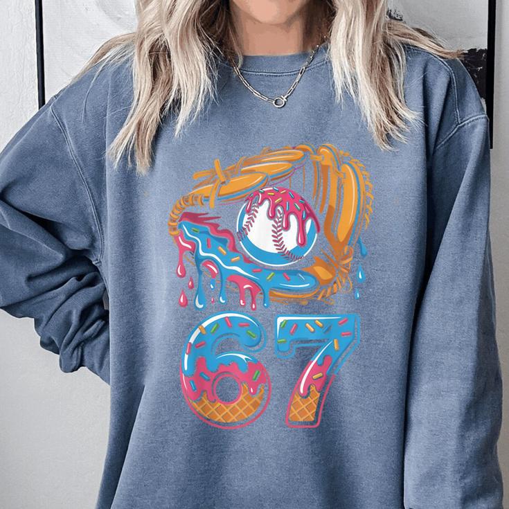 Baseball Player 67 Number 67th Sports Ice Cream Drip Comfort Colors Sweatshirt Baseball Player 67 Number 67th Sports Ice Cream Drip Comfort Colors Sweatshirt