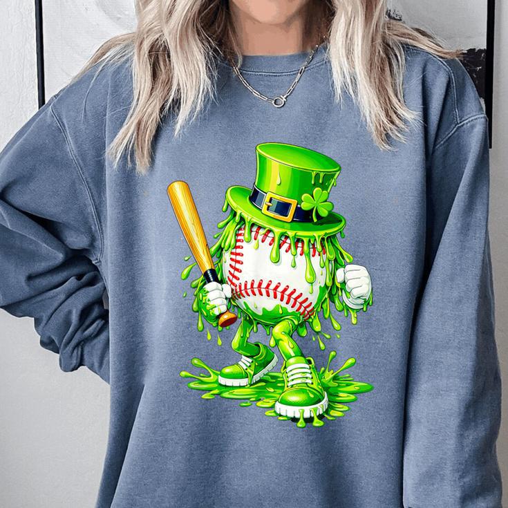 Baseball Player Ice Cream Drip Shamrocks St Patrick's Day Comfort Colors Sweatshirt Baseball Player Ice Cream Drip Shamrocks St Patrick's Day Comfort Colors Sweatshirt
