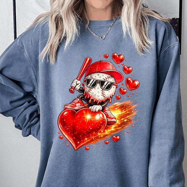 Baseball Valentine's Day Drip Ice Cream Team Comfort Colors Sweatshirt Baseball Valentine's Day Drip Ice Cream Team Comfort Colors Sweatshirt