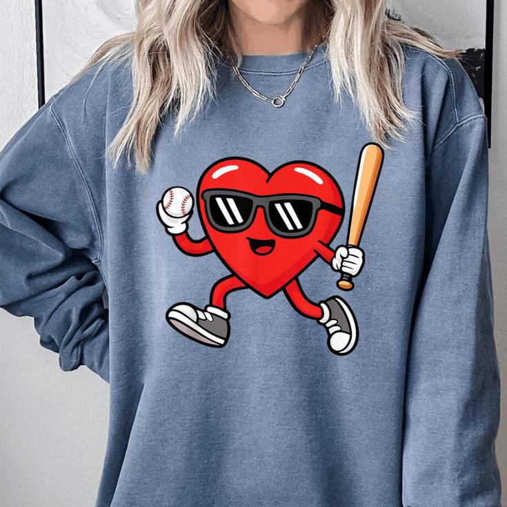 Baseball Valentines Day Heart Boys Sports Love Comfort Colors Sweatshirt