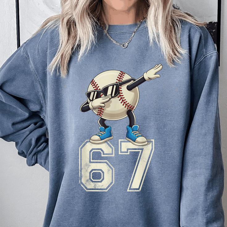 Boys Kids 67 Six Seven Sunglasses Dabbing Baseball Lover Comfort Colors Sweatshirt
